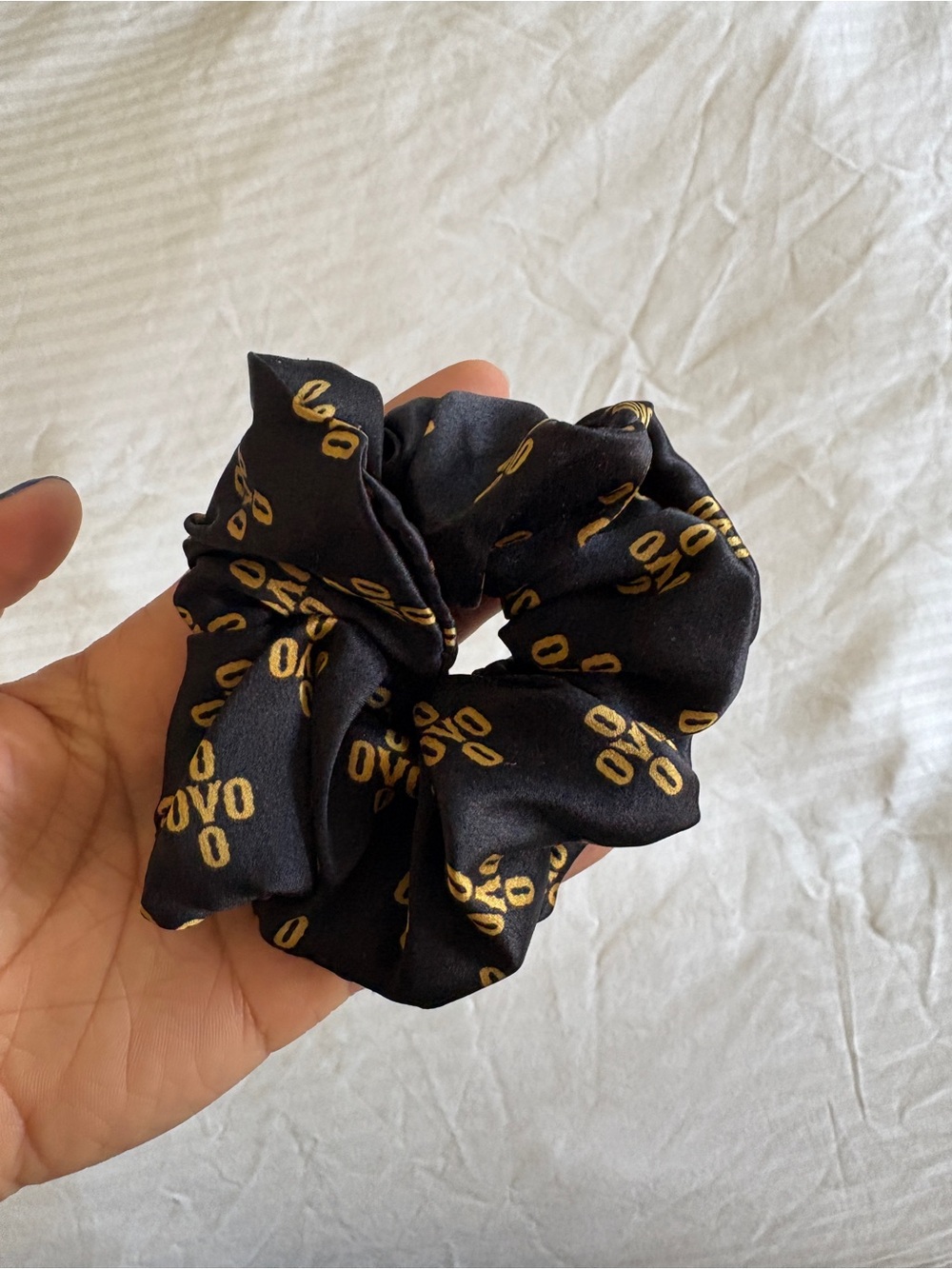 OVO Black Scrunchie with Gold Logo Print
